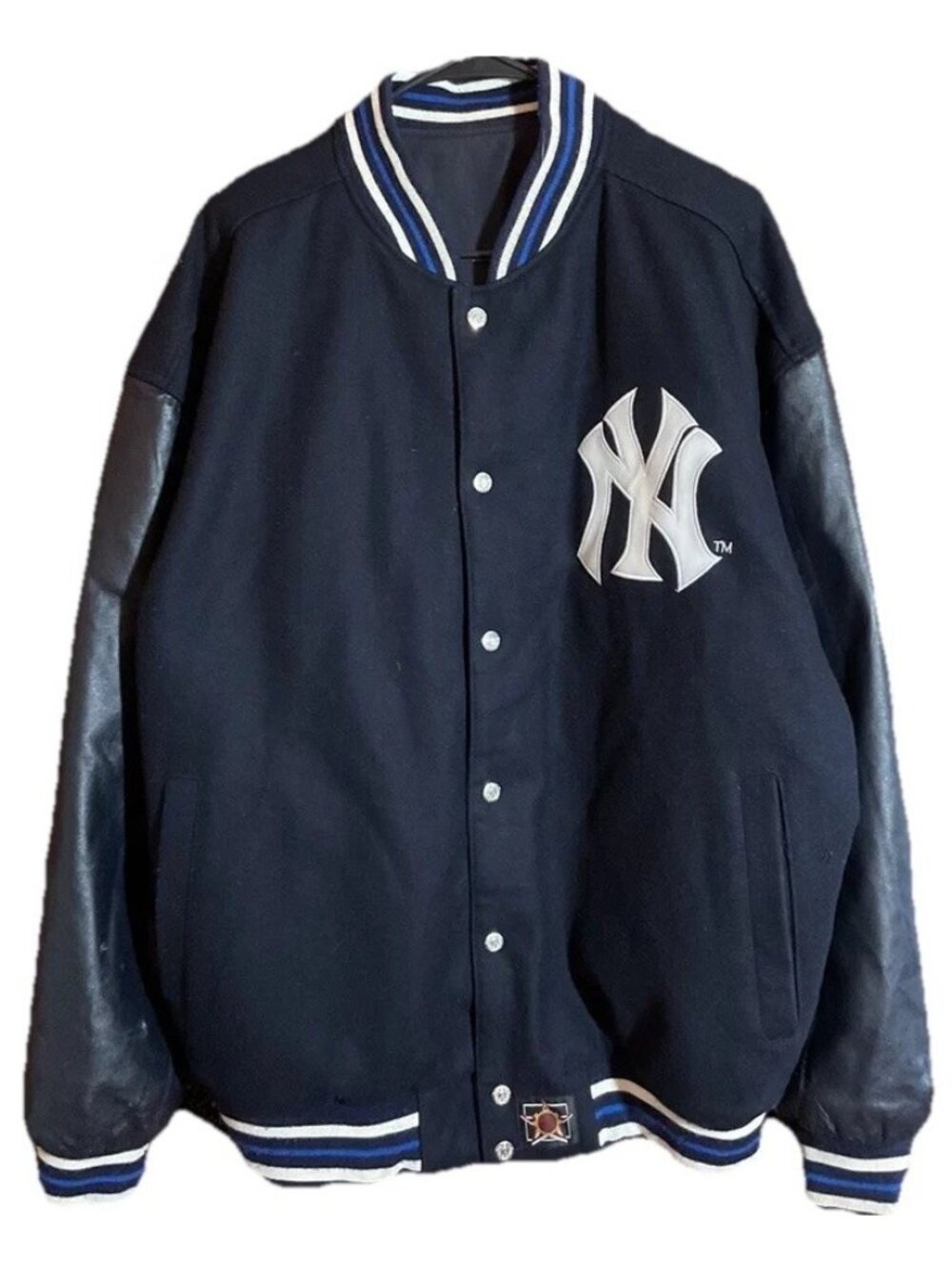 Jeff Hamilton New York Yankees 90s Vintage Reversible Jacket XL Navy Men Button